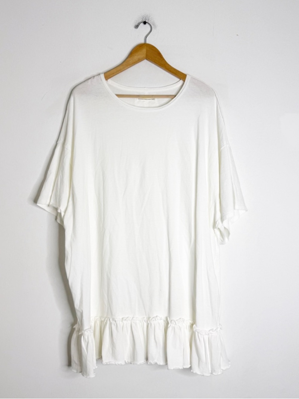 Free People We The Free Why Yes Dress White Mini Ruffle Hem Oversized XL - Picture 6 of 8